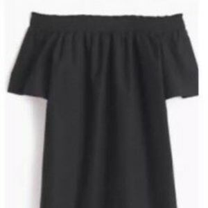 NWT J. Crew Off Shoulder Cotton Poplin Black Dress